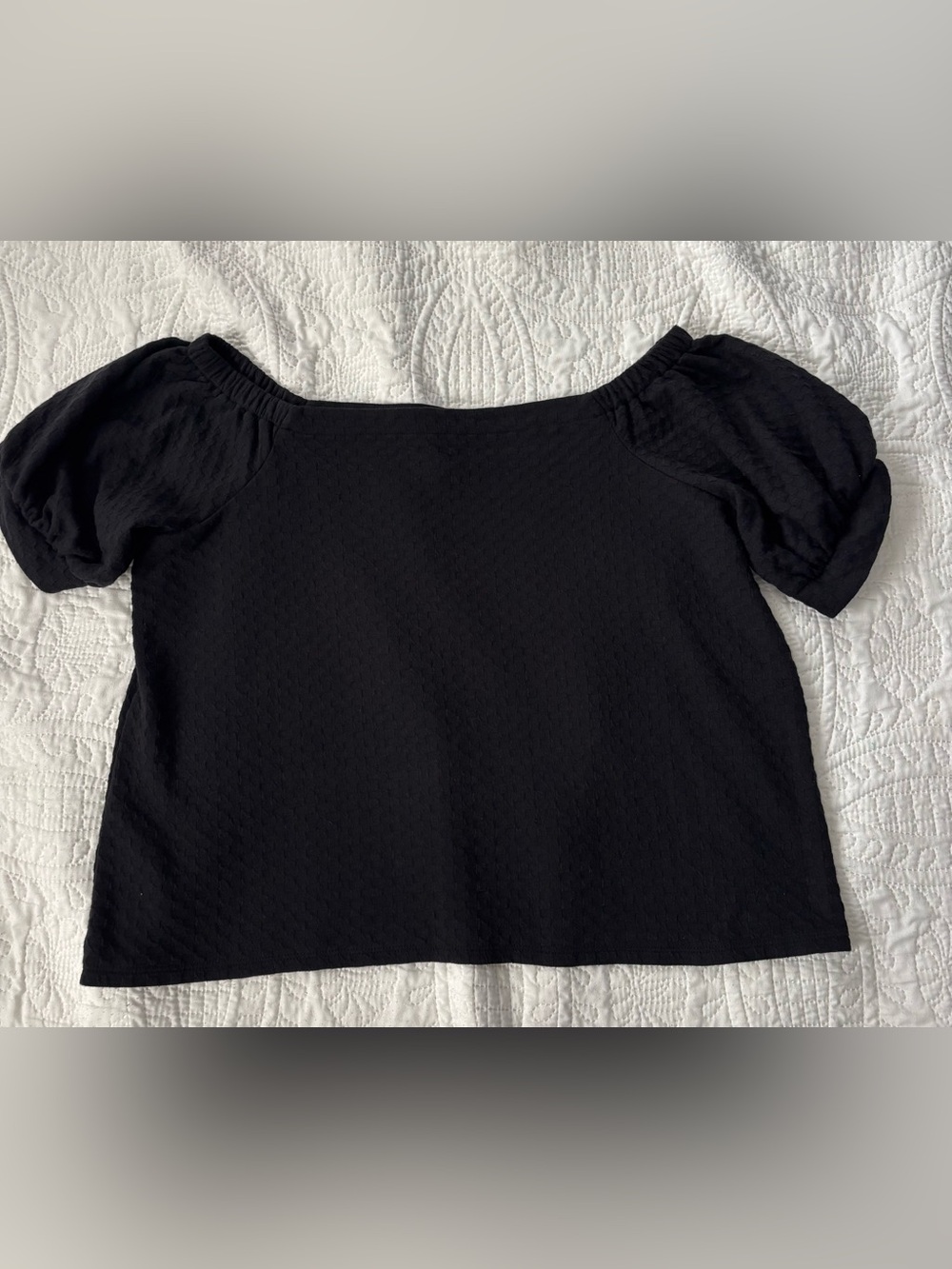 LOFT Outlet Black Puff Sleeve Square Neck Top XL